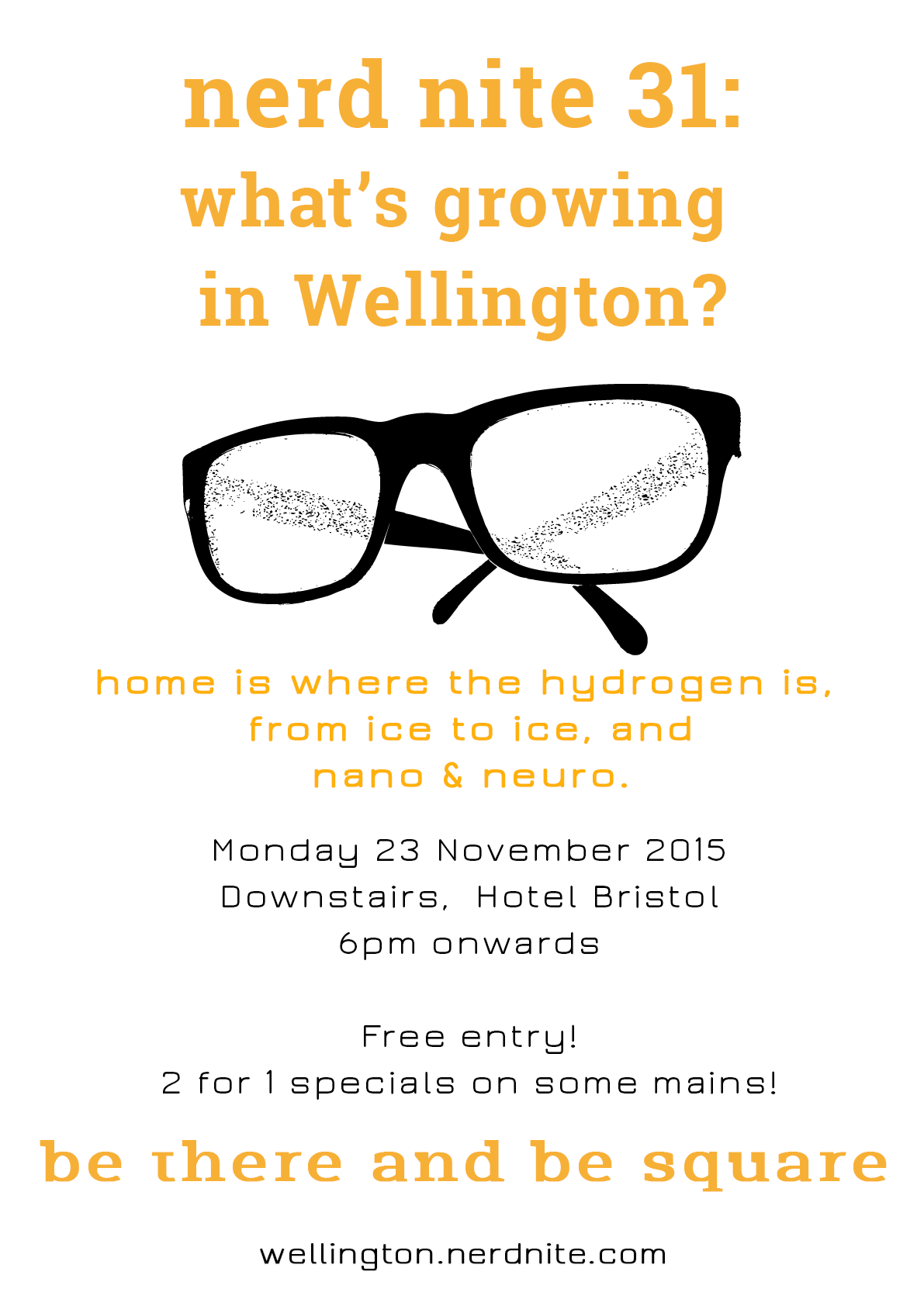 Poster for Nerd Nite Wellington #31: What's growing in Wellington?